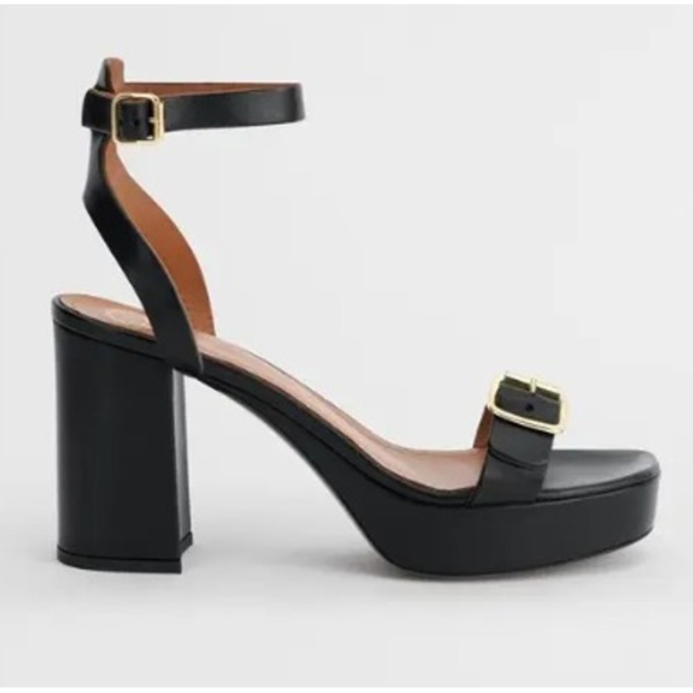 ATP Atelier Consecio Black Leather Block Heel Platform Sandals Size 39